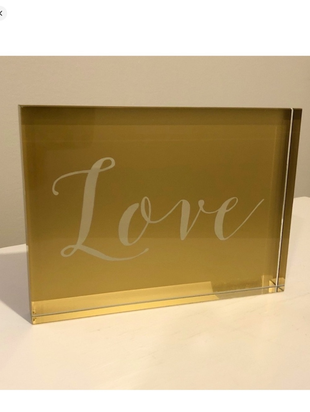 NEW! SIXTREES Gold LOVE Mirror Metallic Free Standing Shelf Mantel Decor